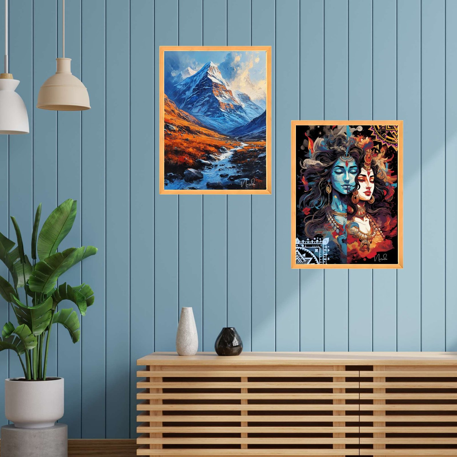 Set of Two Wall Paintings for Wall Dacoration Golden Framed Wall Paintings for Living Room & Bedroom Wall Art for Home Decoration & Office Wall Décor (14x11 inch CH-GD2-21) - Image 2